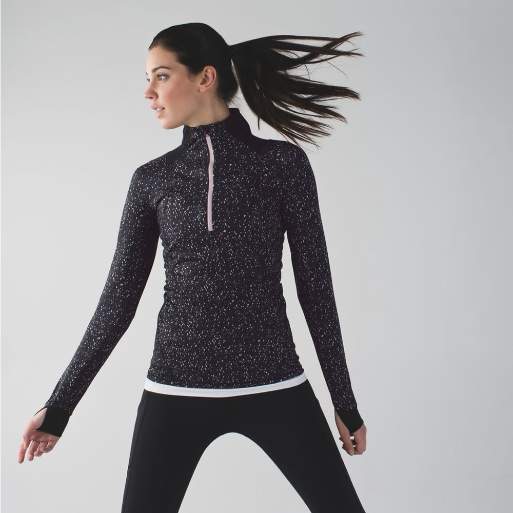 Lululemon go the distance 1/2 zip black mink berry size 6 EUC